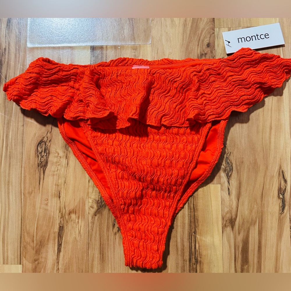 Montce Tangerine Tamarindo Ruffle Women’s Bikini Bottom -BB936 Size M NWT